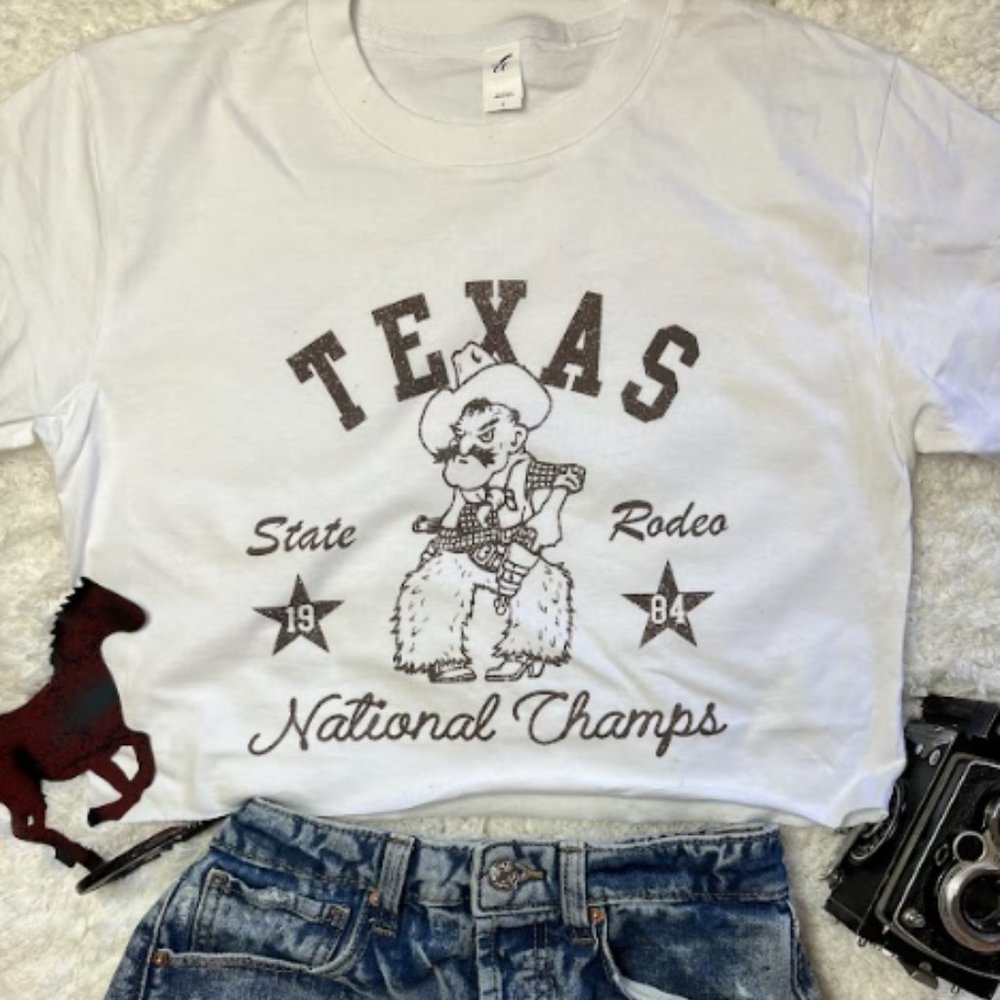 Texas State Rodeo National Champs Country Western Crop Top Cropped T-Shirt